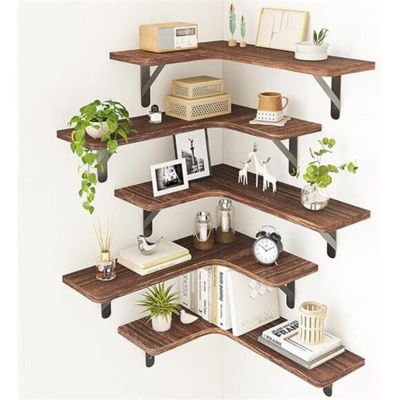 Floating Shelves for Wall, Rustic Wood Wall Mounted Corner Shelf for Bathroom - Picture 7 of 7